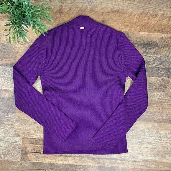 St John Sweater Mock Neck Purple small petite - Picture 4 of 6